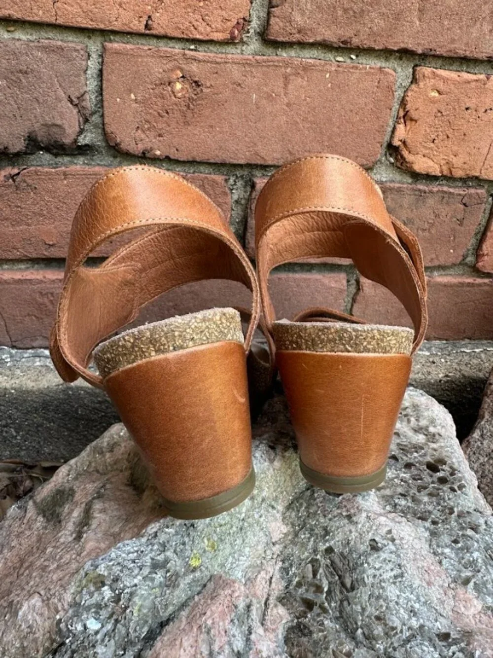 Taos Women's Reason Leather Wedge Sandals Natural Brown Size 40/Size 9 - Picture 13 of 13